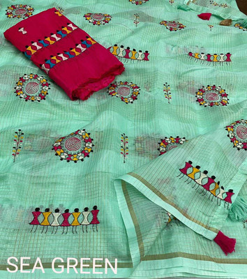 Dhanlaxmi CreationLLP Self Design Kota Doria Cotton Linen Saree(Light Green)