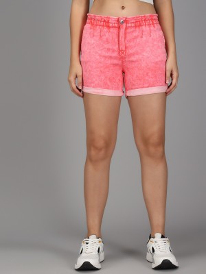 GUTI Solid Women Pink Denim Shorts