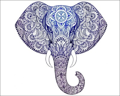 Jagvii 59 cm Elephant Self Adhesive Sticker(Pack of 1)