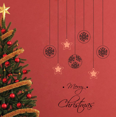 Divine studio 60 cm Merry christmas stikre Wall Stickers for Living Room Leaves Falling Sofa TV Background Better Life Quote Self Adhesive Sticker(Pack of 1)