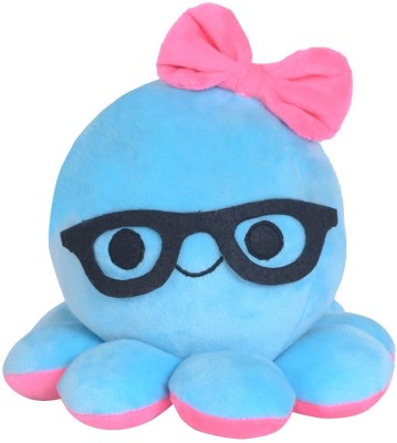 Webby Plush Beautiful Octopus with Head Ribbon and Spectacles, Soft Toys for Kids  - 15 cm(Blue)