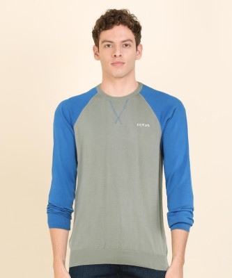 Seven By MS Dhoni Colorblock Round Neck Casual Men Grey Sweater