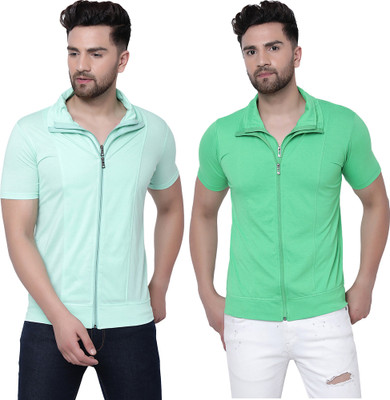 Jangoboy Solid Men Polo Neck Green, Light Green T-Shirt
