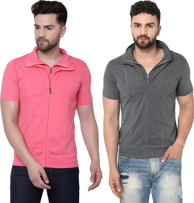 Jaskart Solid Men Polo Neck Red T-Shirt