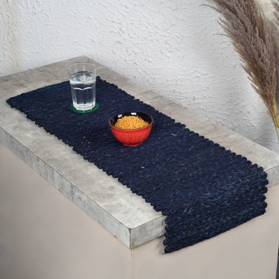 Unravel India Black 36 cm Reversible Table Runner(River Grass)