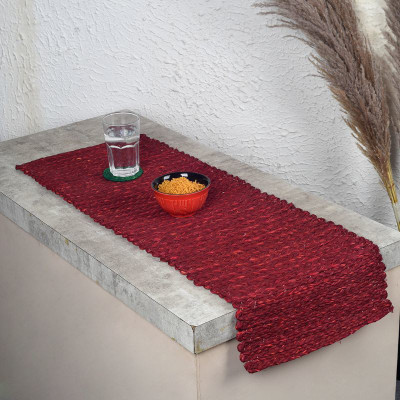 Unravel India Red 36 cm Reversible Table Runner(River Grass)