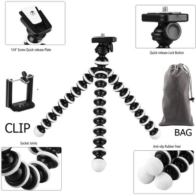POZUB PZUB- GLA87 GORILLA TRIPOD + DUSTPROOF BAG with mobile holding clip Camera , Mini Tripod / Lightweight, Flexible Octopus Tripod Tripod Flexible Smartphone Octopus Screw Selfie Tripod Wholesale Table Tripod Small Size Super Flexible with Universal 1/4 Screw Multi-Use Selfie Stick Desktop Online