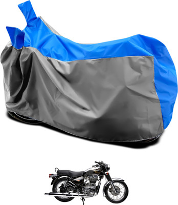 GOSHIV-car and bike accessories Waterproof Two Wheeler Cover for Royal Enfield(Electra Delux, Grey, Blue)