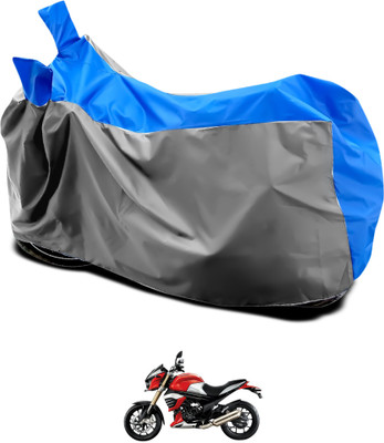 GOSHIV-car and bike accessories Waterproof Two Wheeler Cover for Mahindra(MOJO XT 300, Grey, Blue)