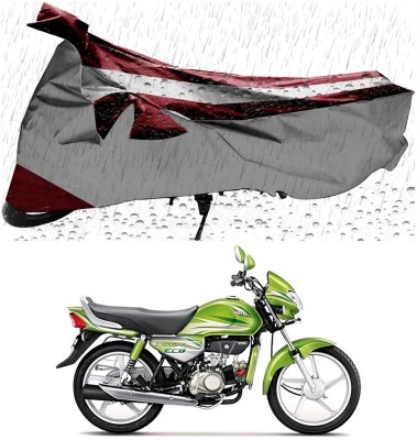 Genipap Two Wheeler Cover for Hero(HF Deluxe Eco, Maroon, Silver)