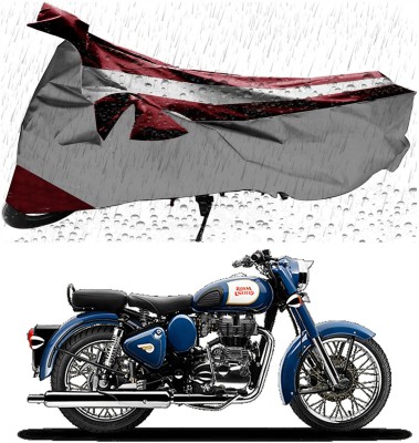 Ascension Two Wheeler Cover for Royal Enfield(Bullet 350, Maroon, Silver)