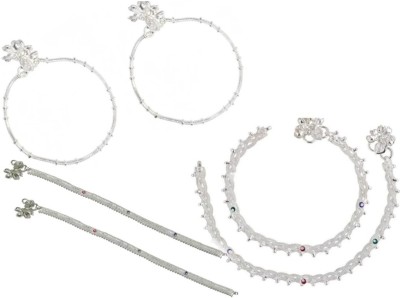 AANYACRYSTAL Anklet for girls & women.,...... Sterling Silver Anklet(Pack of 4)