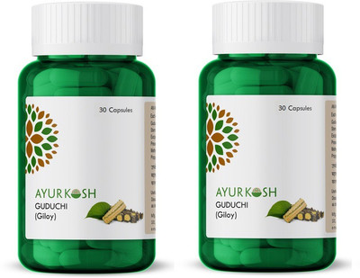 Ayurkosh Guduchi (Giloy) Extract Capsules for Better Disgestion(Pack of 2, 60 Capsules)