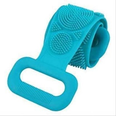 Shopeleven Silicone Back Scrubber, Bath Shower Silicone Body Massage Brush Silicone Bath Towel Exfoliating Body Brush Belt, Cleaning Shower Strap, Double-Sided Washing Towel Scrubber (Pack of 1 ) (Color May Vary)