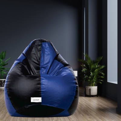 LAXIKON XXL Tear Drop Bean Bag Cover  (Without Beans)(Black, Blue)