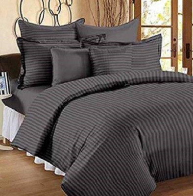 Laying Style Satin Double King Sized Bedding Set(Grey, Glace Cotton AC Comforter Set King Size Double Bed with 1 Flat bedsheet-90x100 inch and Two Pillow Covers II 4 pc Bedding Set-Multi-WHITE)
