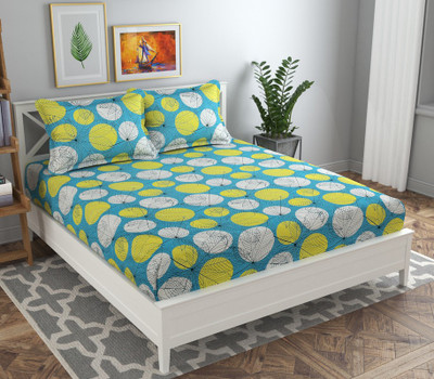 VAS COLLECTIONS 160 TC Microfiber Double Abstract Flat Bedsheet(Pack of 1, Green)