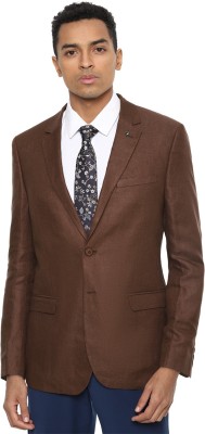 VAN HEUSEN Self Design Single Breasted Formal Men Blazer(Brown)