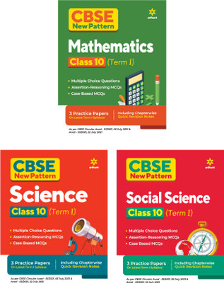 CBSE New Pattern Mathematics ,Science and Social science Class 10 for 2021-22 Exam (MCQs based book for Term 1) (Set of 3 Books)(Paperback, Arihant Experts)