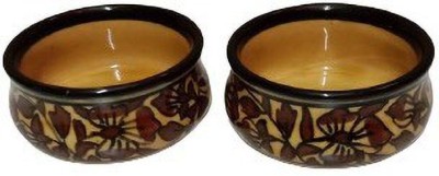 caffeine Ceramic Sauce Bowl Caffeine Ceramic Handmade Brown Shera Dip and Souce Chutney Bowl (Set of 2)(Pack of 1, Brown)