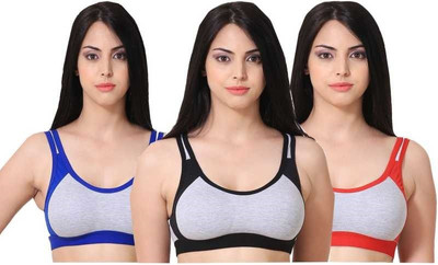 new blue eyes Women T-Shirt Non Padded Bra(Grey, Red, Light Blue, Black)