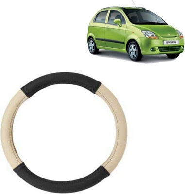 RD Universal Steering Cover For Chevrolet Spark(Beige, Black, Leatherite)