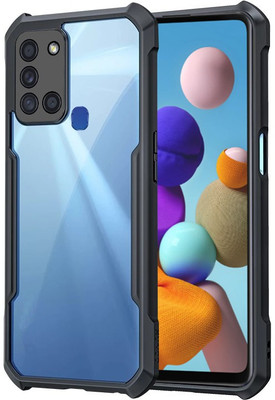 Mobile Case Cover Bumper Case for Samsung Galaxy A21s(Transparent, Black, Shock Proof, Pack of: 1)