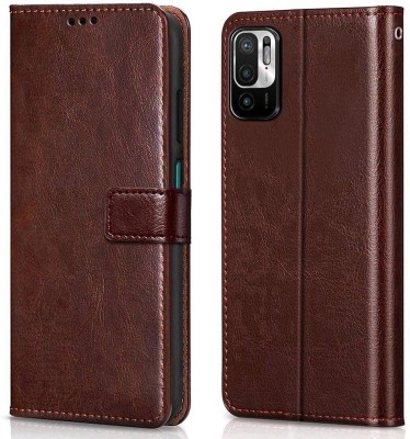 COVERBLACK Flip Cover for REDMI Note 10T 5G(Brown, Magnetic Case, Pack of: 1)