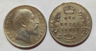 ANK Silver One Rupee Coin of King Edward VII of Bombay Mint of 1910. Ancient Coin Collection(1 Coins)