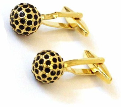 Deluxico india Brass Cufflink(Gold, Black)