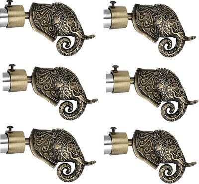 Bzcarts Gold Curtain Knobs, Curtain Hooks, Rod Rail Bracket(Pack of 6)
