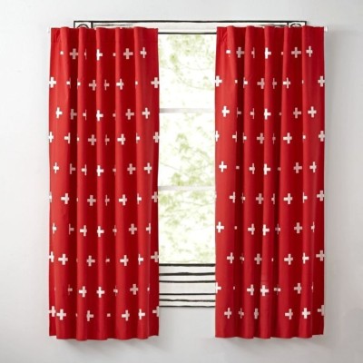 p23 274 cm (9 ft) Polyester Room Darkening Long Door Curtain (Pack Of 2)(Geometric, Red)