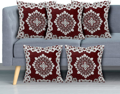 Sparklings Cotton Cushions Cover(40 cm*40 cm, Pack of 5, Maroon)