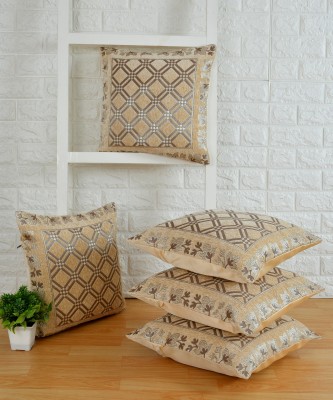 HOUSE FOX Paisley Cushions Cover(Pack of 5, 40.64 cm*40.64 cm, Beige)