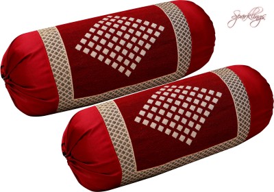 Sparklings Cotton Bolsters Cover(Pack of 2, 75 cm*40 cm, Red)