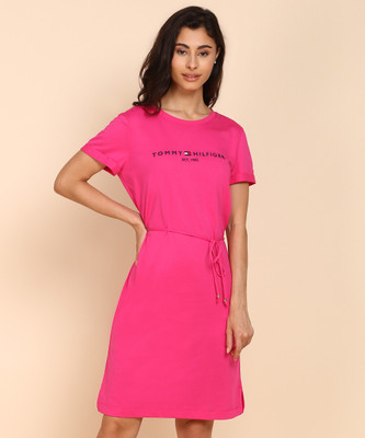 TOMMY HILFIGER Women A-line Pink Knee Length Dress