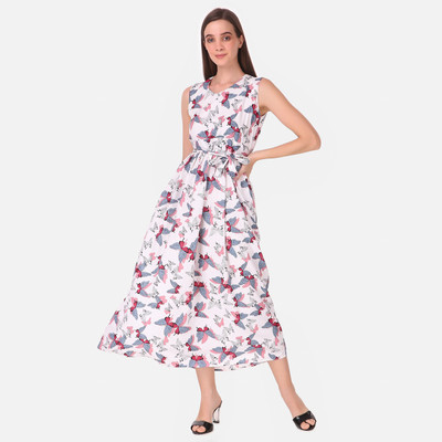 BANKU BEAR Women A-line White Maxi/Full Length Dress