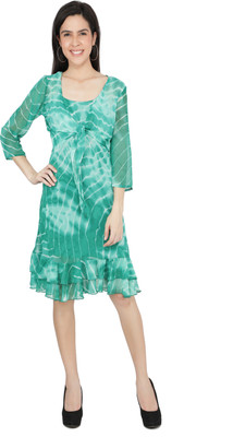 TSM Women A-line Green Knee Length Dress