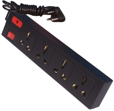 KRISHNA 4+1 Extension Board 4 Socket Extension Boards 2.5 M Long wire 6 Amp 3 pin (Black) 6 A Three Pin Socket