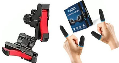 menaso Screen Thumbs L1R1 Shooter Controller PUBG D9 Trigger with PubG finger sleeve cap for sweat breathable full touch screen to Mobile pubg/Call off duty/free fire game trigger battle royal sensitive shoot and aim supports  Gaming Accessory Kit(Red, Black, For Android, iOS)
