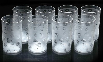 Sentricus (Pack of 8) Juice water Drinking Plastic Kitchen Unbreakable Crystal Fancy Diamond Glasses set Glass Set Glass Set Water/Juice Glass(250 ml, Plastic, Clear)