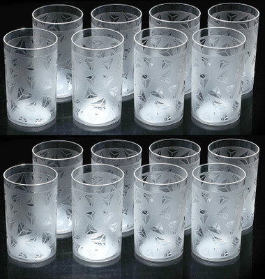 Flipkart SmartBuy (Pack of 16) Prism Pattern Glass Set Water/Juice Glass(300 ml, Plastic, White)
