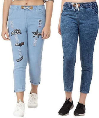 ANGELOU CREATIONS Regular Women Light Blue, Blue Jeans(Pack of 2)