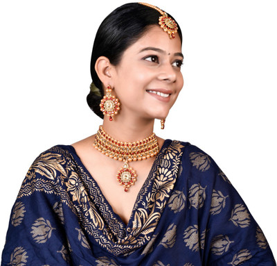 TWOLOVER Alloy Gold-plated Red, Gold Jewellery Set(Pack of 1)