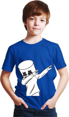 shree chitransh creation Boys & Girls Printed Cotton Blend T Shirt(Blue, Pack of 1)