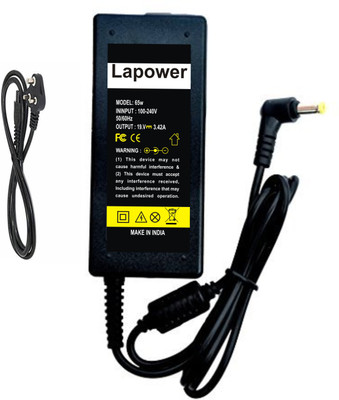 Lapower Asar ADP-65JH DB 65 W Adapter 19V 3.42a 5.5MM X 1.7MM YELLOW TIP (Power Cord Included) 65 W Adapter(Power Cord Included)
