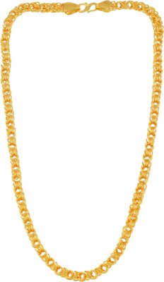 memoir 7mm Extra Super Thick and Heavy, 26 Inch Real Gold Look Interlock Necklace Gold-plated Plated Brass Chain
