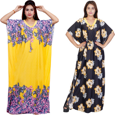NACNO Women Nighty(Yellow)