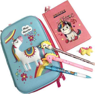 Le Delite NA Unicorn Art Polyester Pencil Box(Set of 1, Multicolor)
