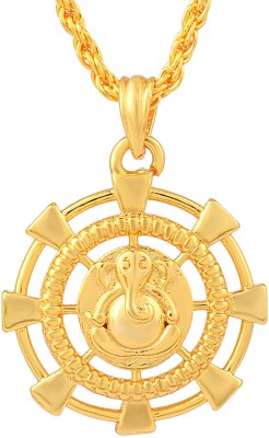 MissMister Brass 1 Micron Real Goldplated Samrudhi Chakra Ganpati Ganesh Pendant Hindu Temple Jewellery Men Women (MM2423PCAN) Gold-plated Brass Pendant